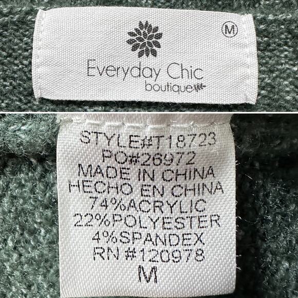 Everyday Chic Crochet Patch Sleeve Sweater Boho Cottagecore Knitwear Sz: M - Picture 8 of 8